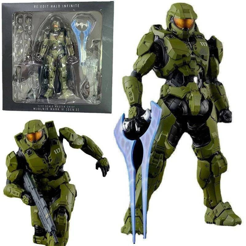 2024 Hot Sale 18cm Infinity Halo Chief Master Mjolnir Mk VI 1/12 Figure Re:edit Gen. 3 117 Ko's 1000 Model Gift Toys
