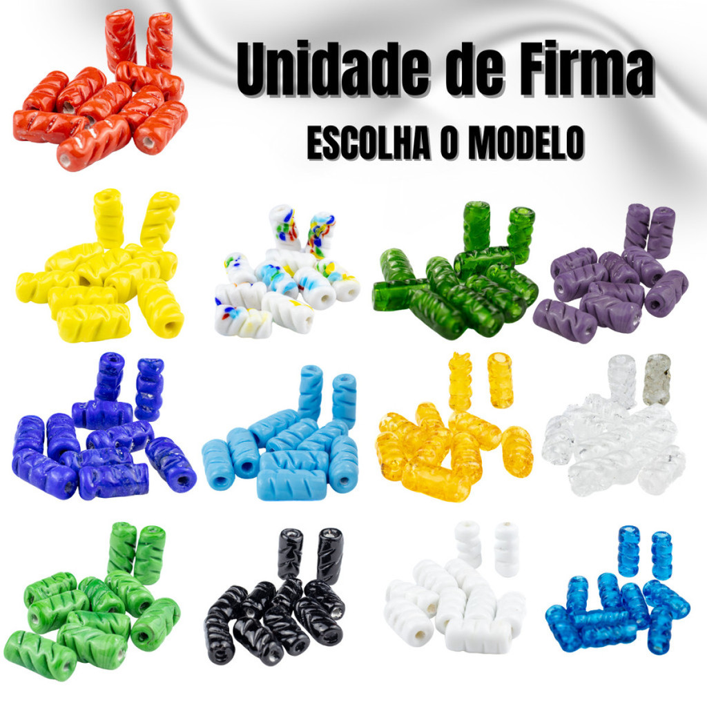 Unidade Firma em Murano Frisada 22mm Guias – Escolha a Cor