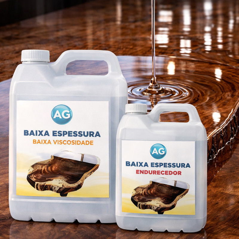 Resina Epóxi - Baixa Espessura Baixa Viscosidade Para Madeira 5kg - Cristal - Transparente