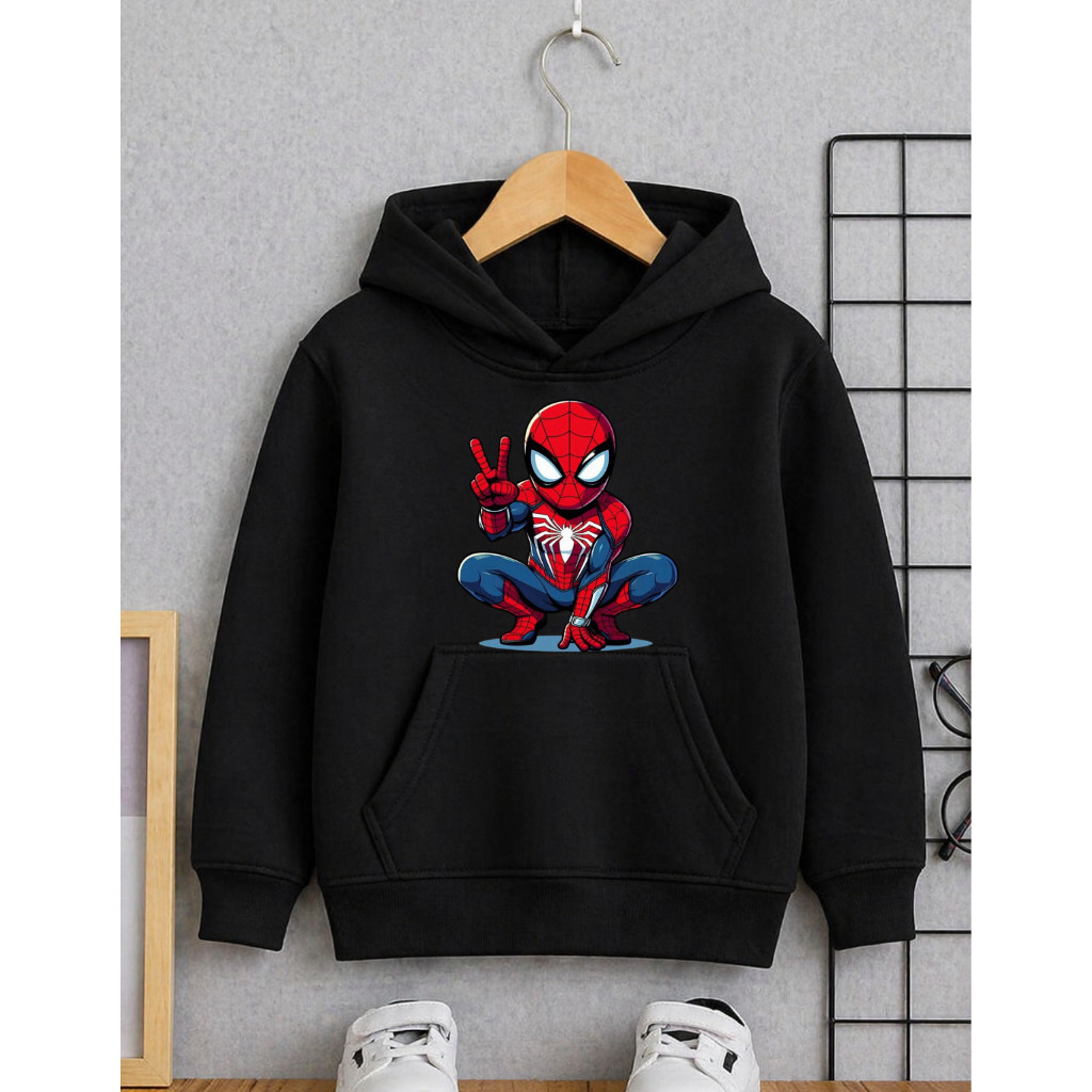 Moletom Infantil Homem-Aranha Unissex Flanelado com Capuz e Bolso Canguru – Blusa de Frio Quentinha Confortável