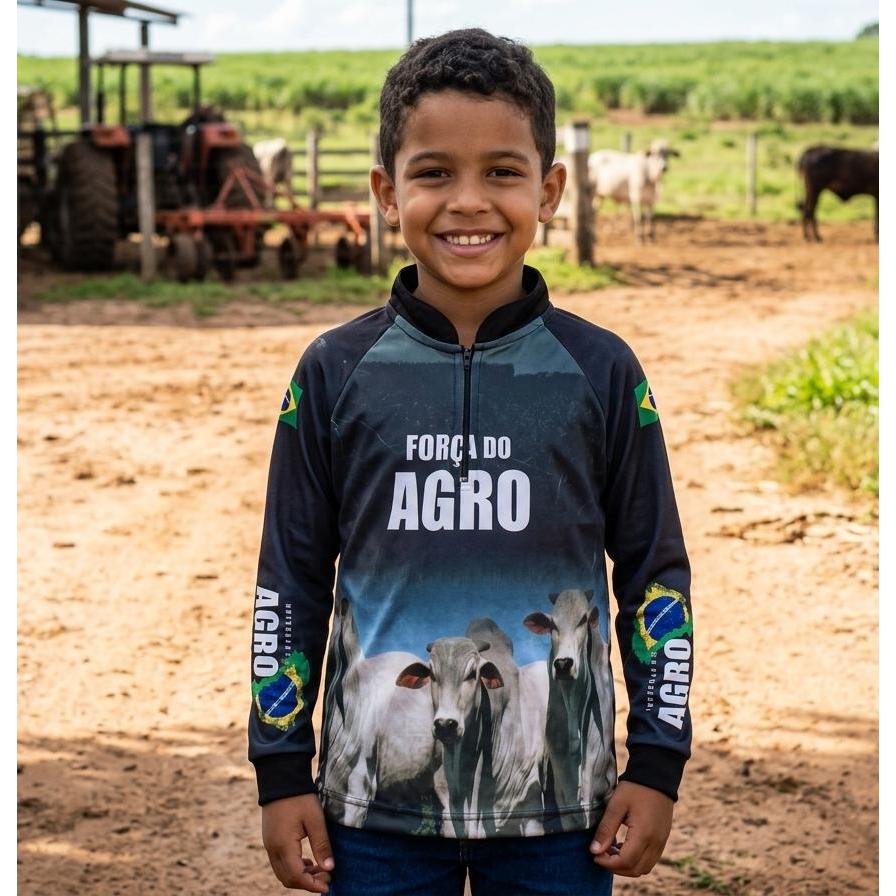 Camiseta Infantil Força do Agro Com Proteção Uv50