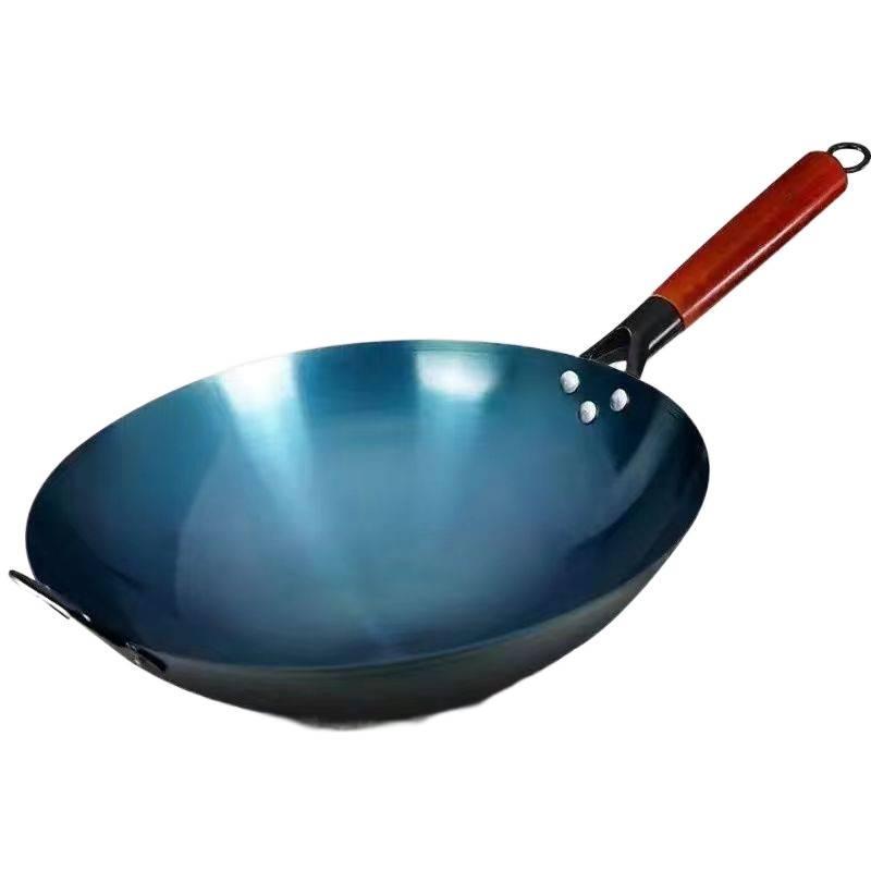 Panela de ferro Real artesanal antiaderente wok doméstico antiquado não revestido fogão a gás Chef fundo redondo wok