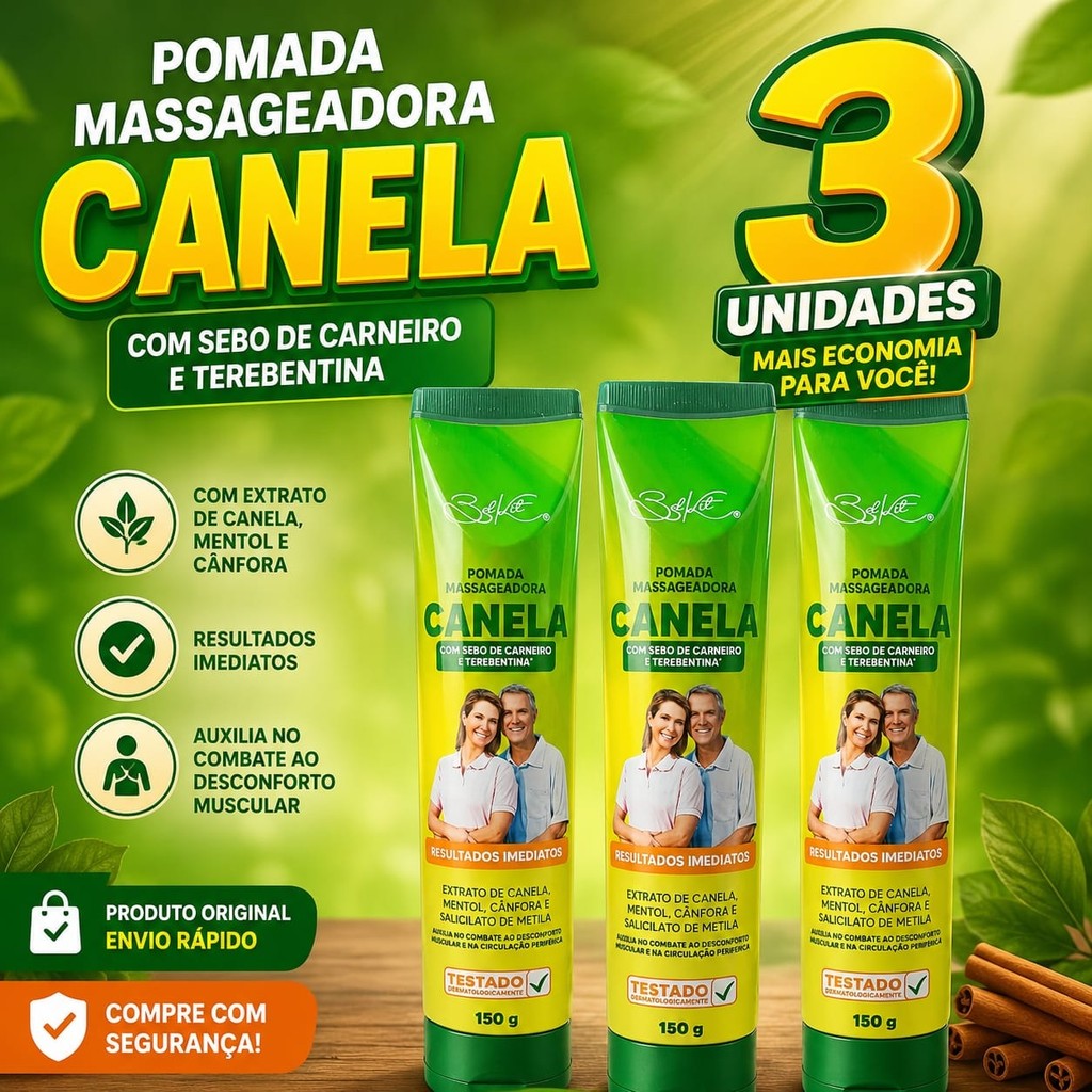 kit  03 Pomada Massageadora Canela De Velho Belkit 150g - Balsamo