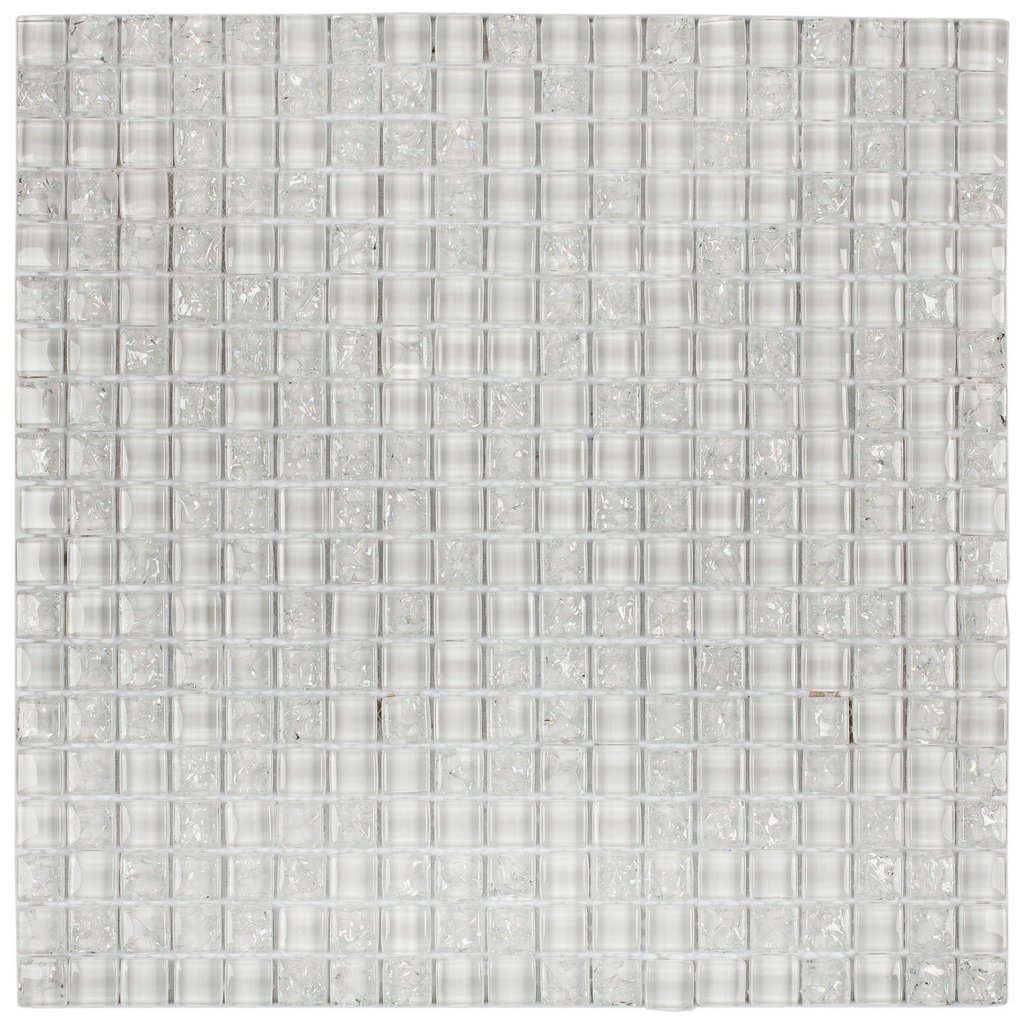 Pastilha de Vidro Galliano de 30cm X 30cm Rende  Glass Mosaic Branco