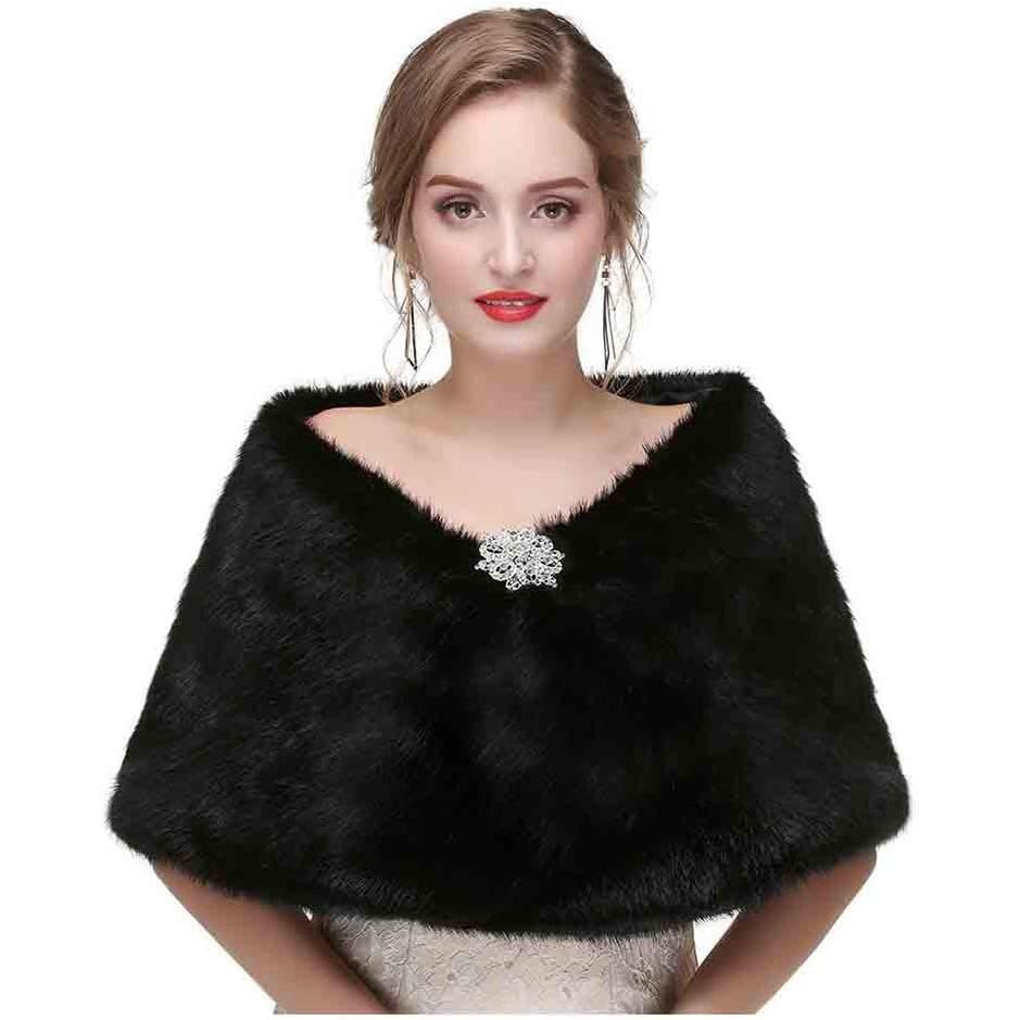 Olbye Yfe Xales e Capas de Pele Sintética para Mulheres, Xale de Pele Sem Mangas para Mulheres, Estola de Pele Estilo An