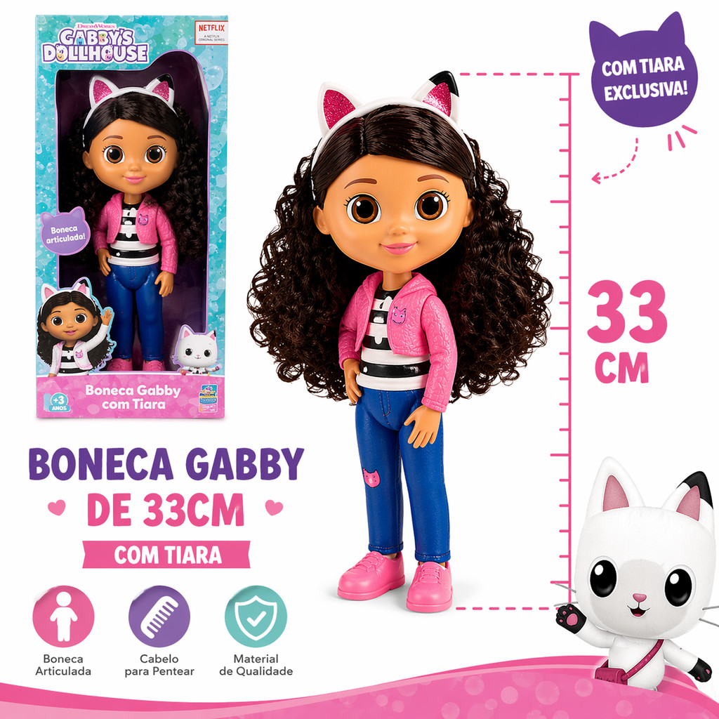 Boneca Gabby com Tiara Gabby's Dollhouse 33cm