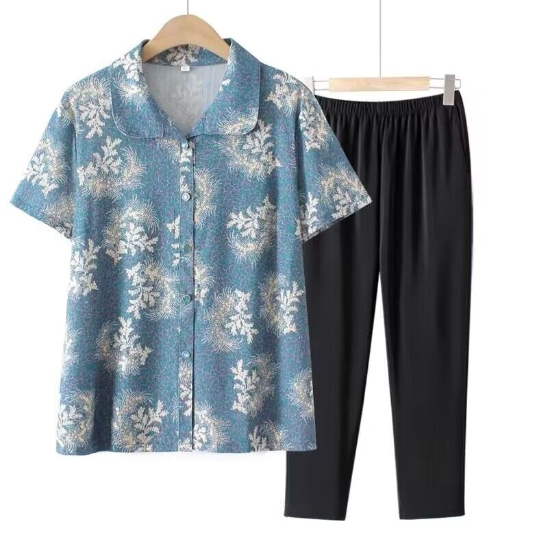 Avó roupas de verão camisas de manga curta roupas para idosos de meia-idade mulheres 60 anos 70 mãe topos velha senhora