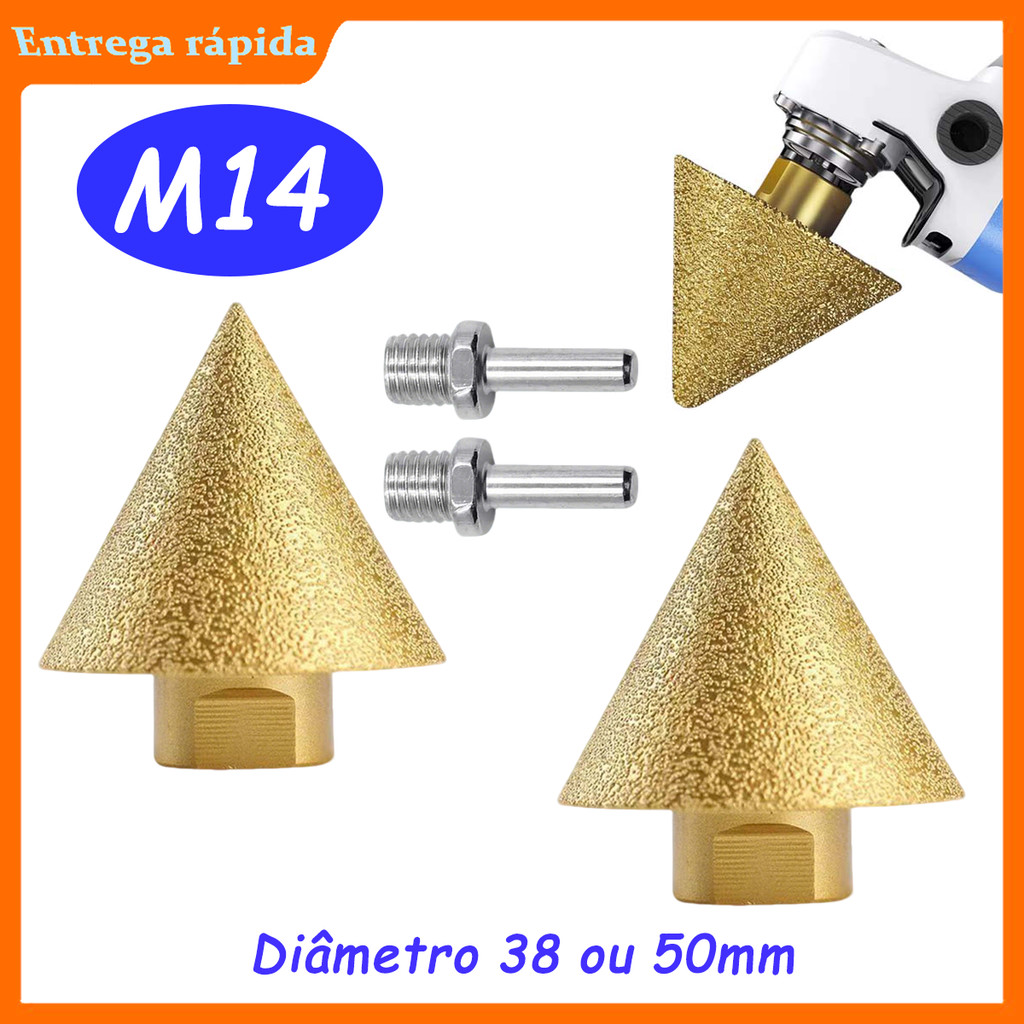 Broca de alargamento de furo de diamante M14 para rebarbadora dourada com biela M14