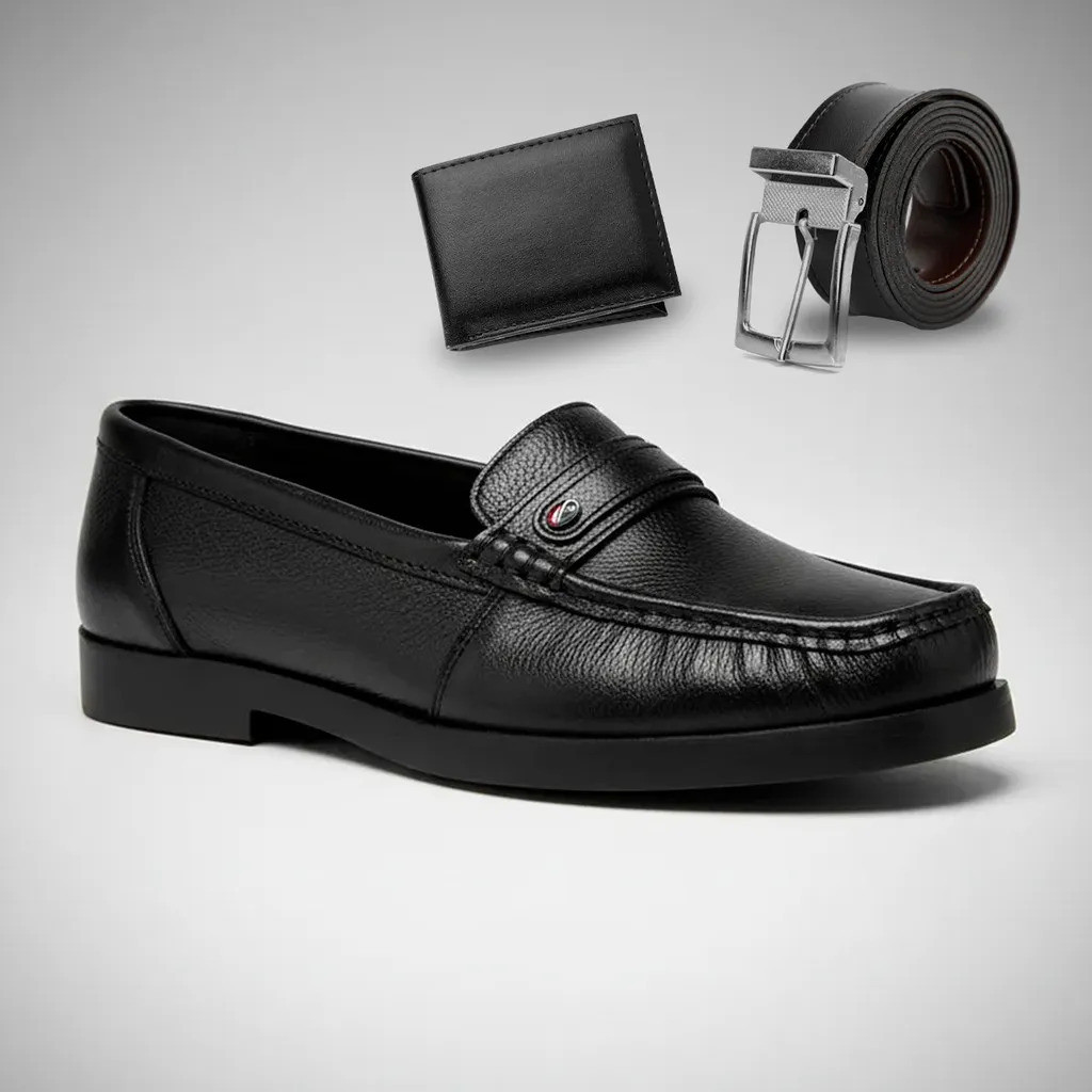 Mocassim Masculino Dockside Couro Premium + Carteira E Cinto