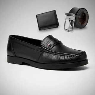 Mocassim Masculino Dockside Couro Premium + Carteira E Cinto Dia dos Pais