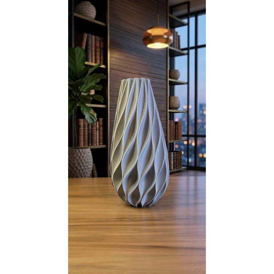 Vaso Decorativo Moderno Design Ondulado Texturizado Impressão 3D para Sala e Mesa