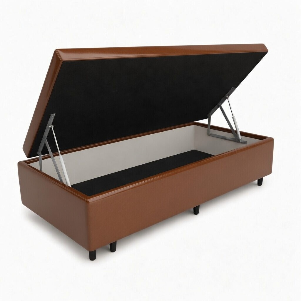Base Cama Box Baú Solteiro 78X188cm Corino - Genki Kenko Colchões