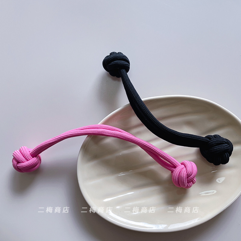 Estilo doce ~ rosa preto artesanal atado corda de cabelo doce bonito laço de cabelo rabo de cavalo corda de cabelo anel