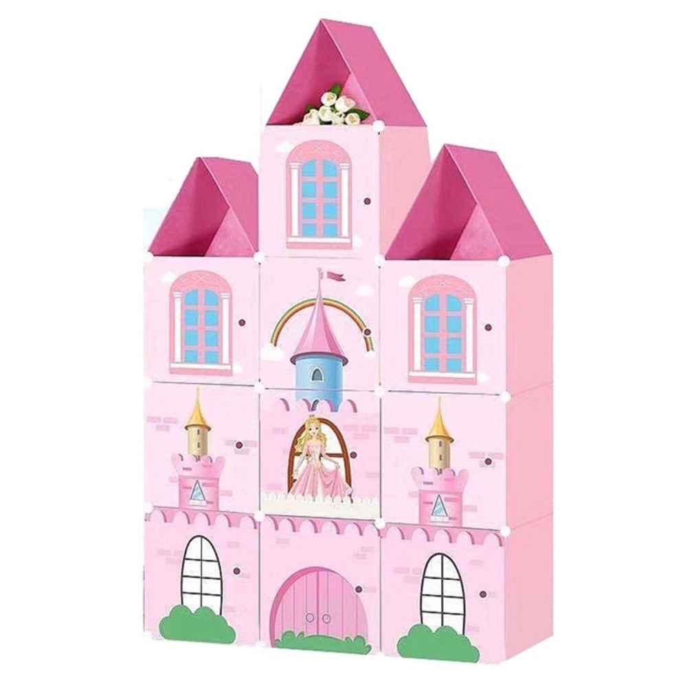 ARMARIO INFANTIL ROSA MENINAS MODULAR GUARDA ROUPA ORGANIZADOR DE BRINQUEDOS E SAPATEIRA COM 13 MODULOS