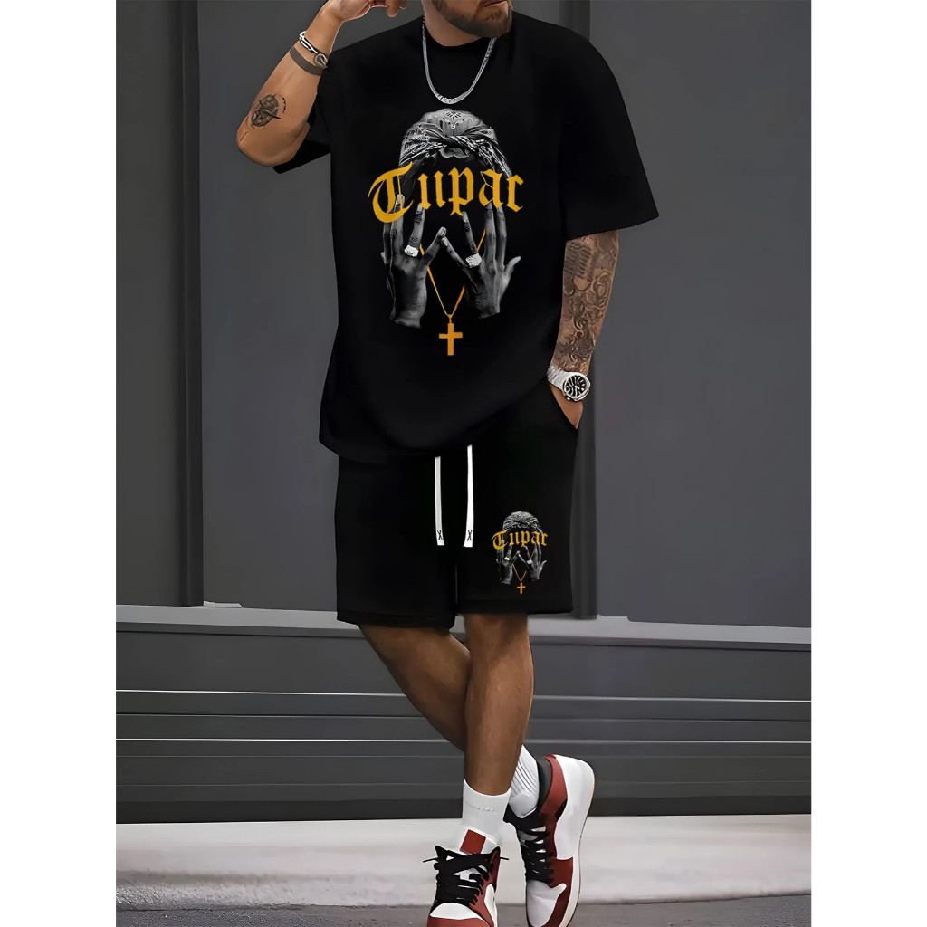 Conjunto Masculino Camiseta + Bermuda De Moletom 2pac Kit Camisa e Short