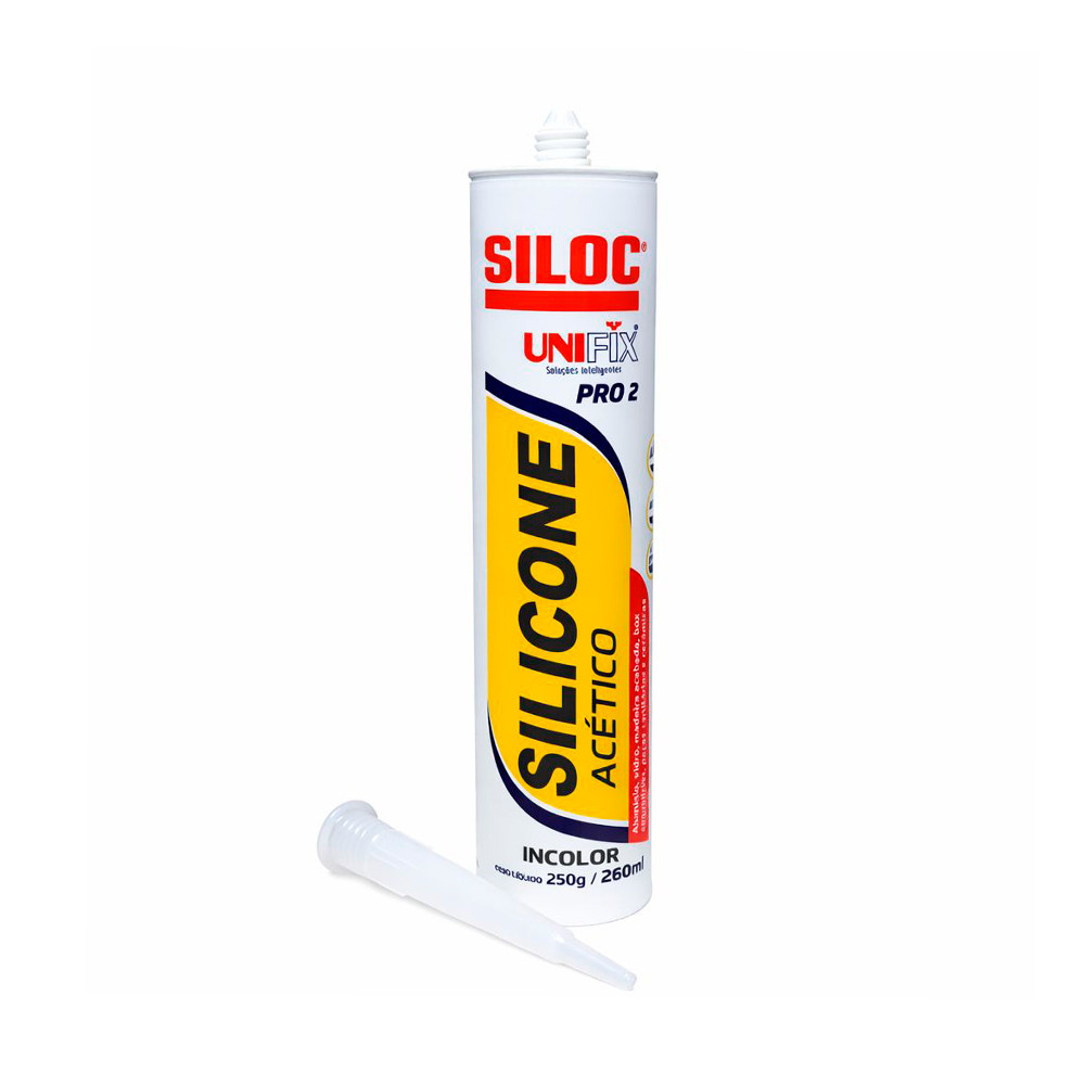 Silicone Acético Incolor Tubo 250gr Unifix Pro 2 Siloc 102305UC