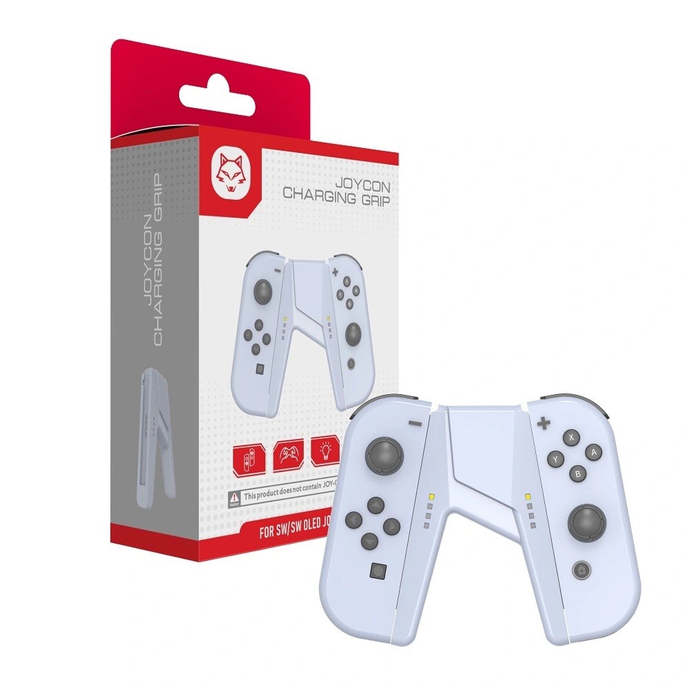 Grip Suporte Carregador Para Joy-Con Nintendo Switch e Switch Oled Branco