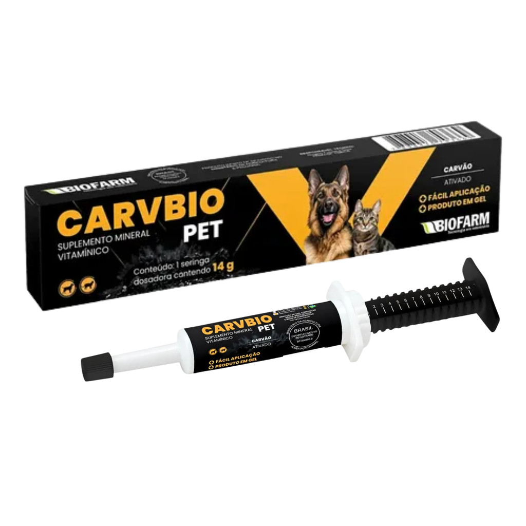 Carvbio Pet Suplemento Vitamínico Carvão Ativado P/ Cães E Gatos 14g