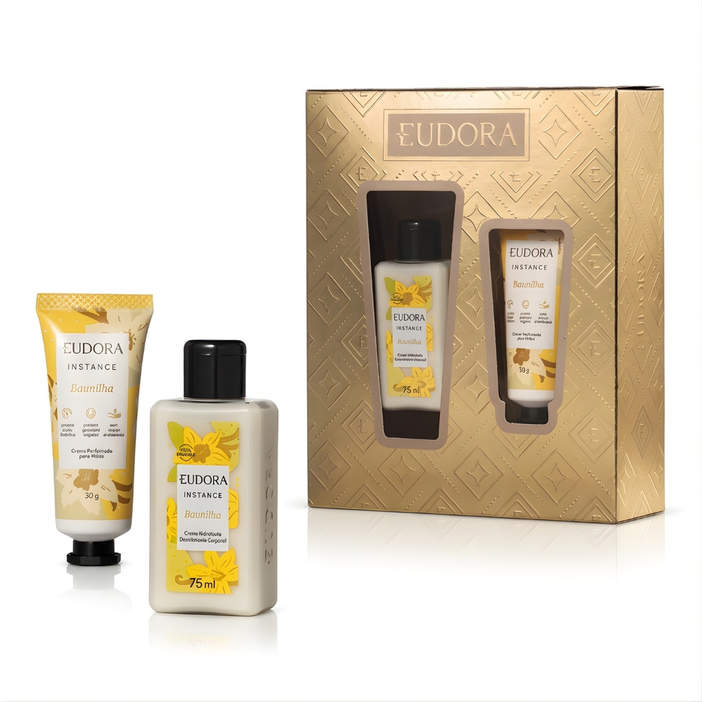 Kit Eudora Instance Baunilha Creme Corporal + Creme de Mãos Presente Feminino ENVIO IMEDIATO