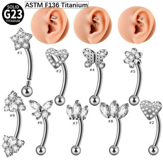 1 Peça G23 Titânio Hipoalergênico Fresco Anel De Sobrancelhas Com Piercing Interno Rosca 16Gauge Ear Helix Rook Stud Sta