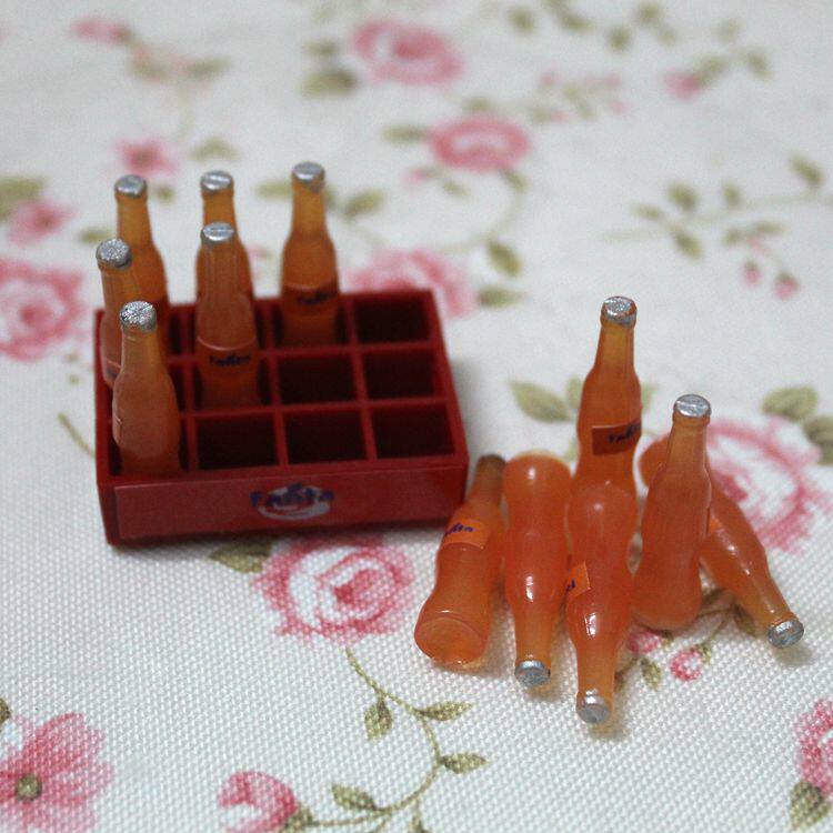 Ragdoll casa acessórios modelo de cena brinquedos de comida em miniatura engraçado criativo brincos Fanta bebidas uma ce