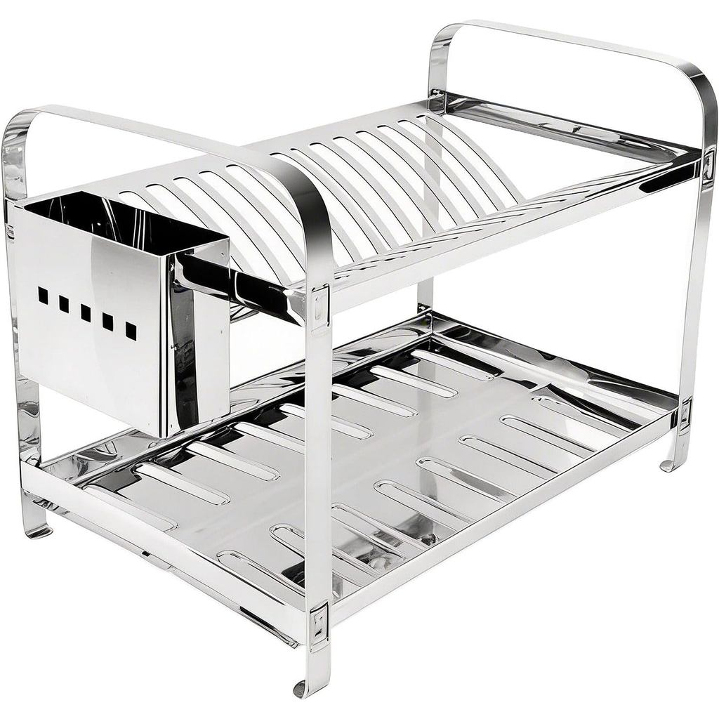 Escorredor de Pratos Secador Aço Inox Porta Talheres Louça