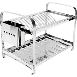 Escorredor de Pratos Secador Aço Inox Porta Talheres Louça