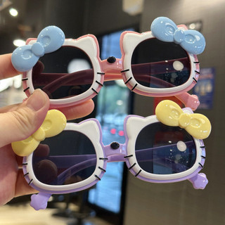 Óculos de sol polarizados infantis KT Cat, óculos de sol de princesa gatinha fofos, armação de silicone macia, óculos ad