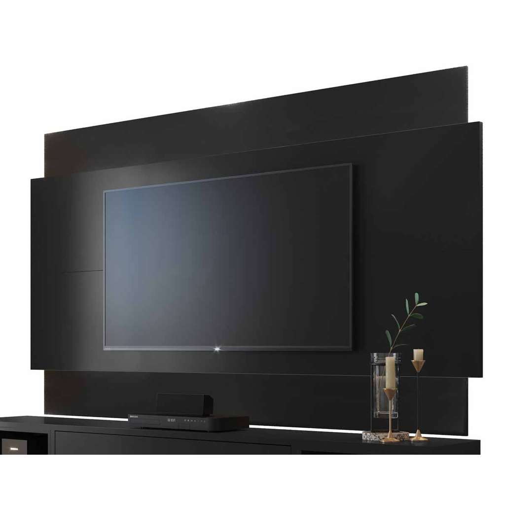 Painel Sespenso para Sala TV até 60 Polegadas Decorativo Delux Moderno Preto - MoveisAqui