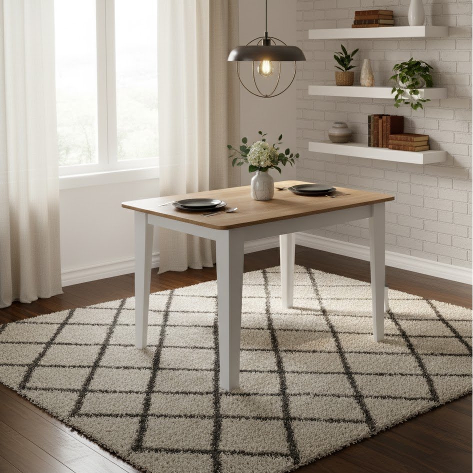 Mesa de Jantar Retangular 110x68cm para 4 Lugares Mel/Branco Nicoli Mel/Branco