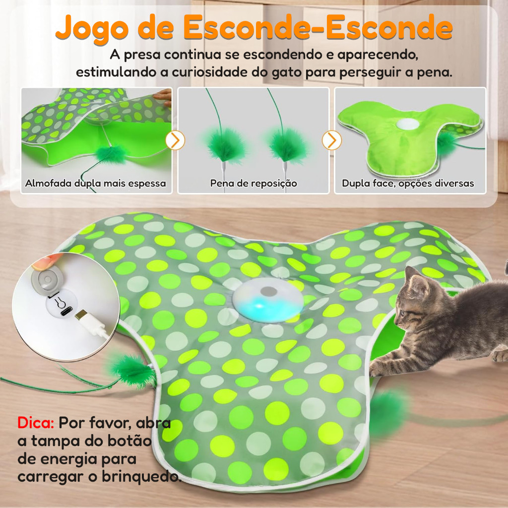 Newpet Tapete Interativo para Gatos com Luz LED e Rabinho Móvel — Recarregável — imagem 2 de 2
