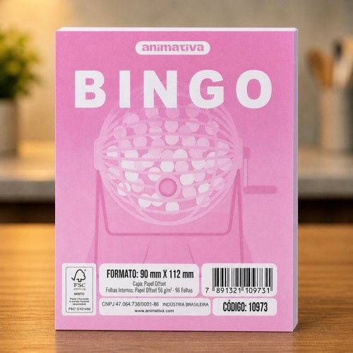 Cartela Bingo 96 Unidades Rosa Recreação Eventos Jogos Tradicionais Material Resistente