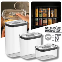 Pote Hermético para Mantimentos de Cozinha Dispensa Armário Ou Quadrados