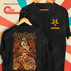 Camiseta Frente e Verso Banda Sepultura Metal Camisa de Rock and Roll 100% Algodão