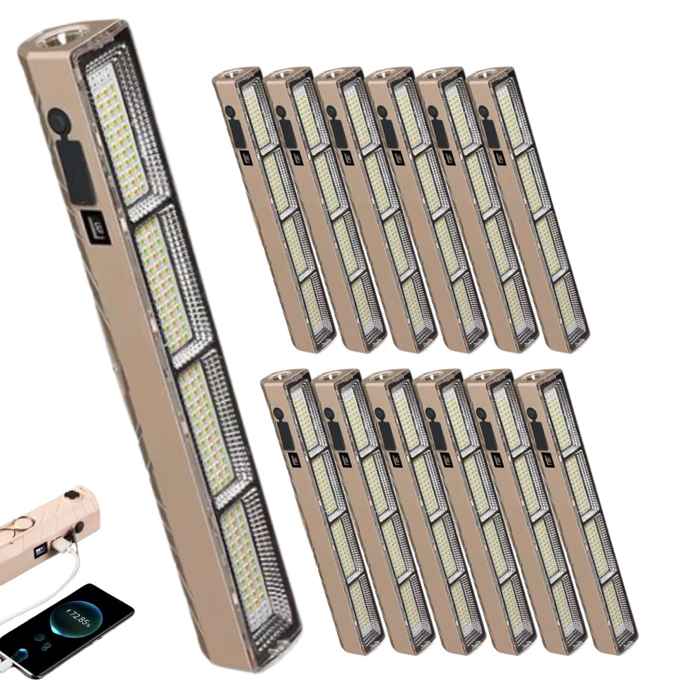 Kit 10 Lâmpada Led Tubo 300w Emergência Camping Lampião Pesca Barraca Lanterna 31cm Luminoso Recarregável