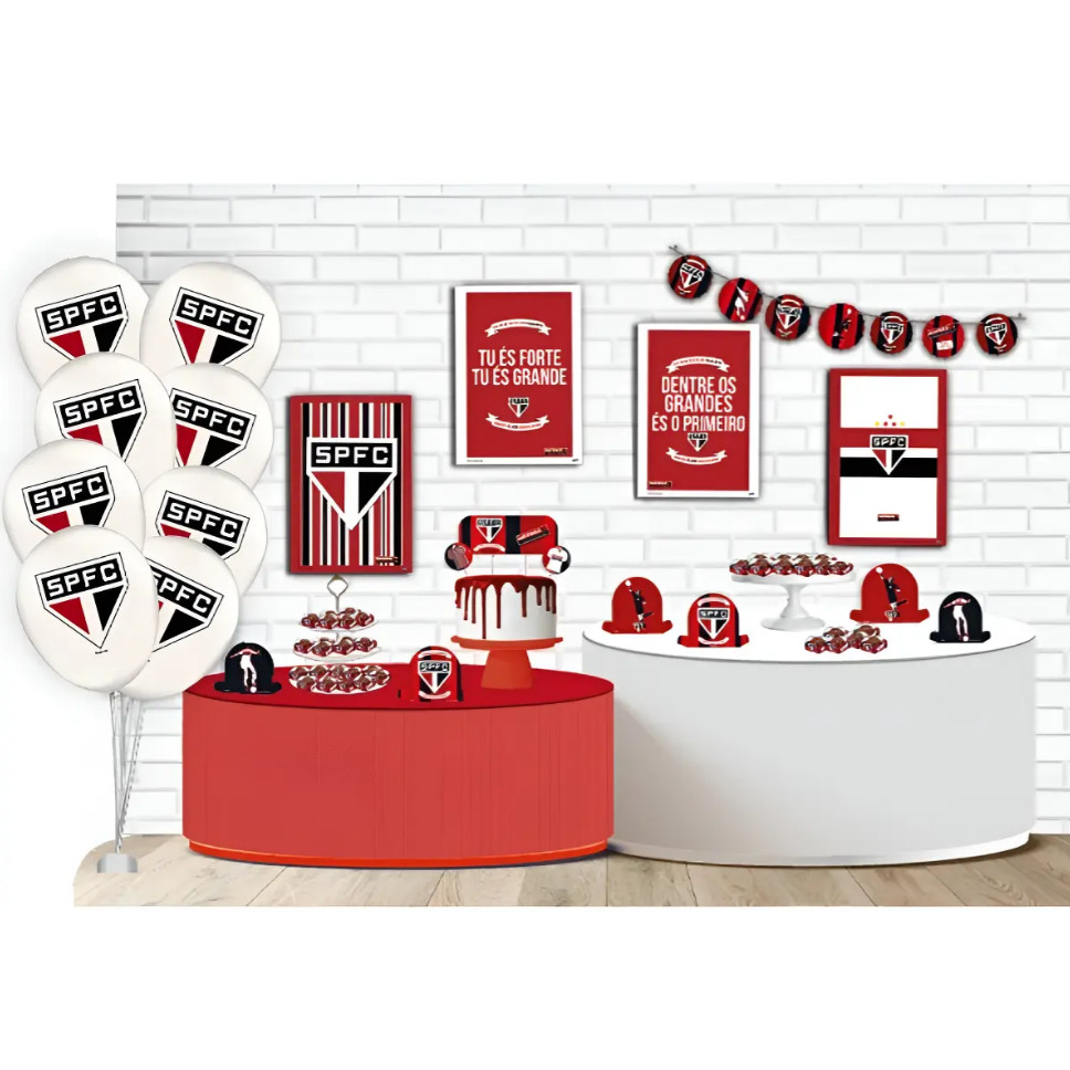 Kit Festa São Paulo Futebol Decoração Completa 62 Peças Festcolor – Inspire Sua Festa Loja