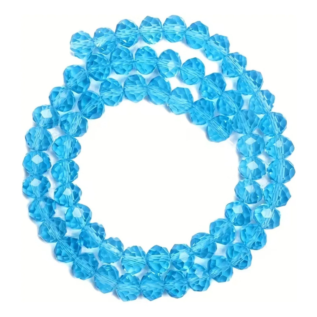 Miçanga Cristal Guia Vidro Azul Claro 8mm Azul-claro 4 Cm 8 Mm