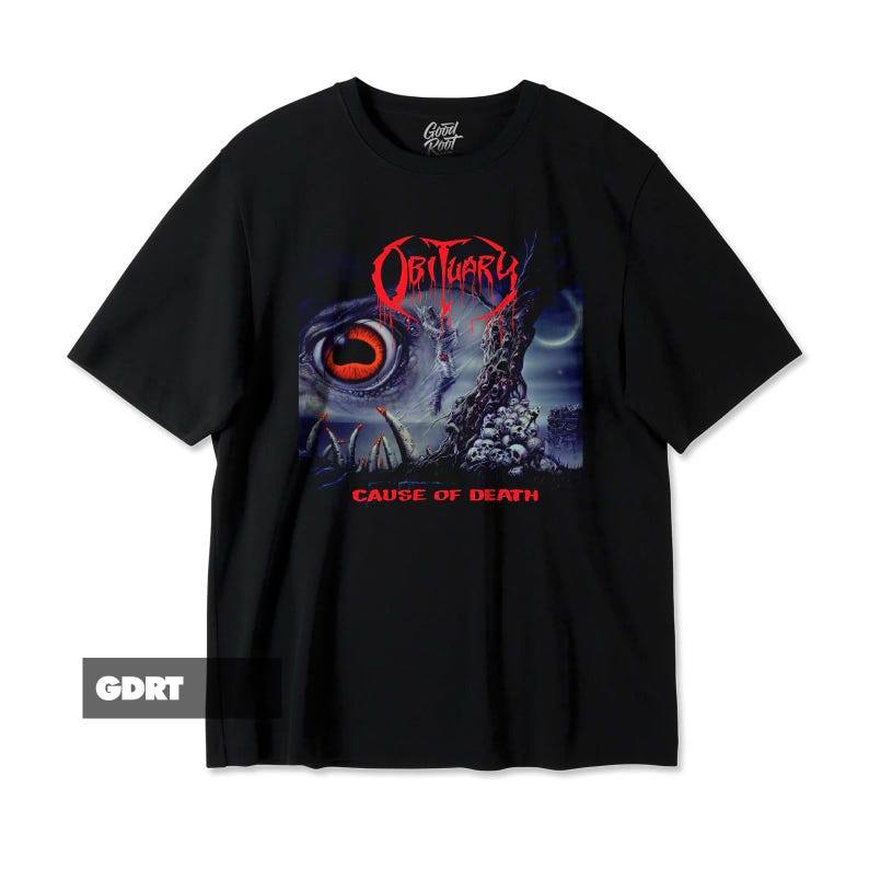 Music.Soul Camiseta Unissex Obituary Banda Heavy Metal Estampa Cause of Death Albums Confortável Moderna Estilosa Casual