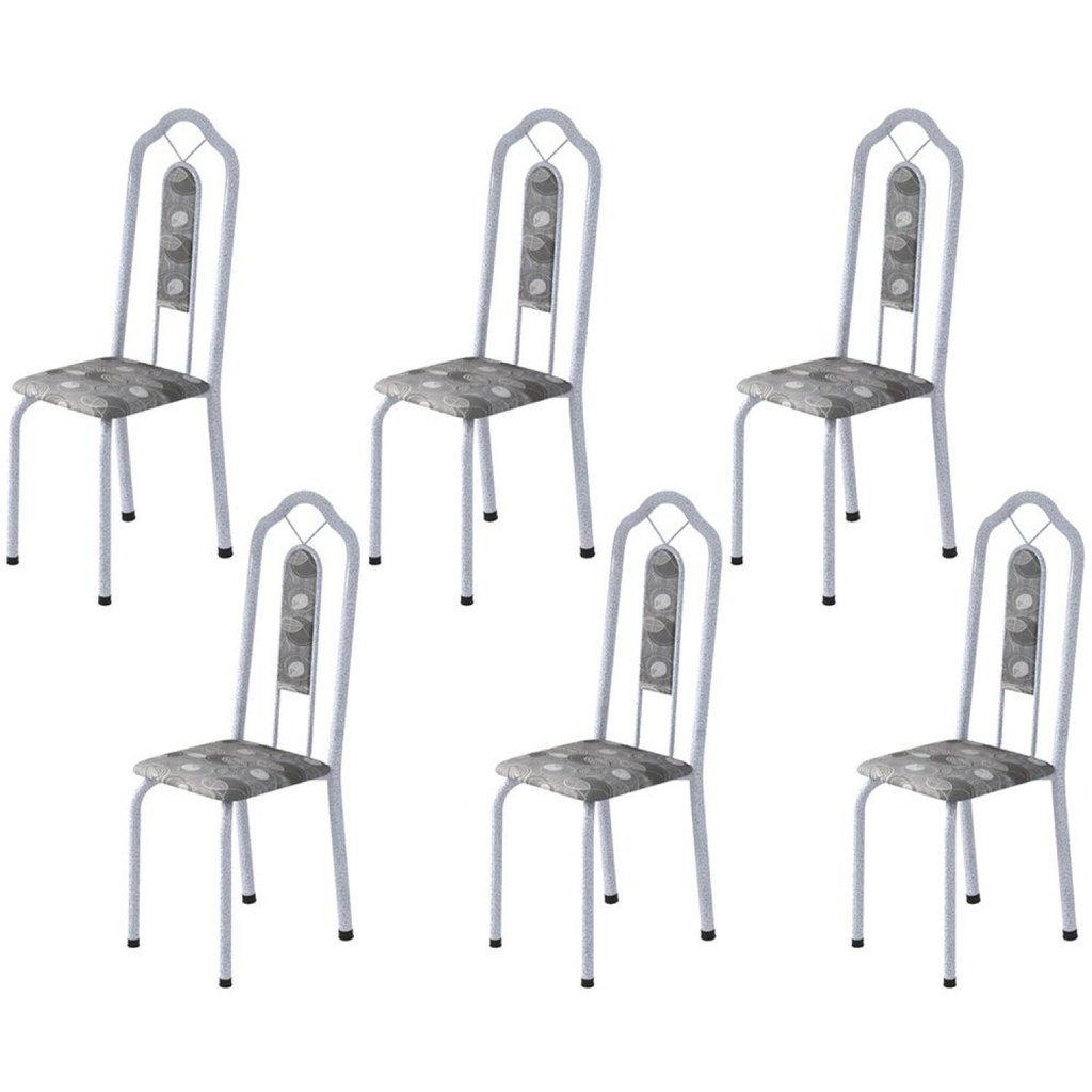 Kit 6 Cadeiras Tubular Bianca Branco/Martelado Perola/Paraopeba Martelado Pérola/Paraopeba