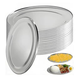 Kit 10 Ou 15 Pcs Travessas Bandeja Aço Inox Para Servir Porção Oval Batata Restaurante Bar 24CM