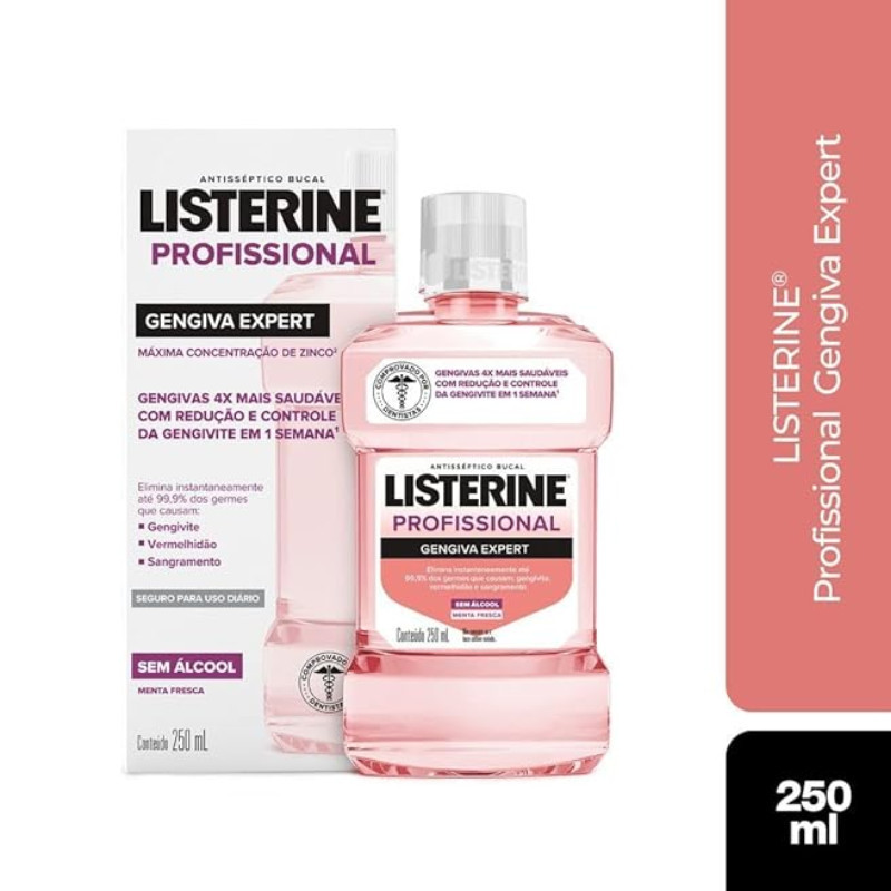Listerine Enxaguante Bucal Profissional Gengiva Expert, 250ml