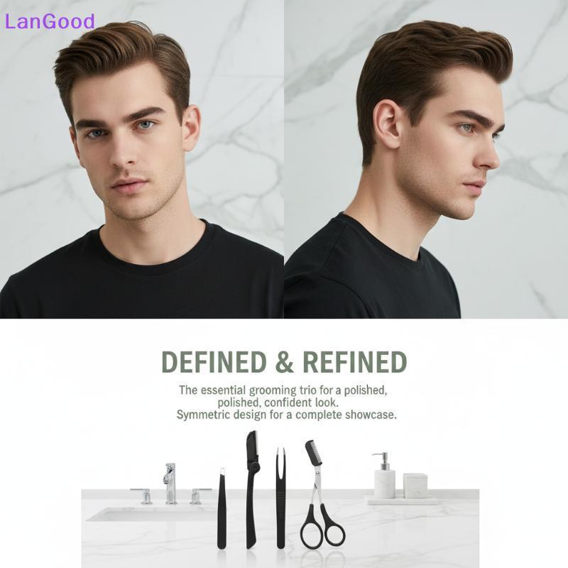 LanGood Profissional 3 Pçs De Aço Inoxidável Sobrancelha Aliciamento Kit Para Mulheres Homens Moldar Conjunto Ferramenta