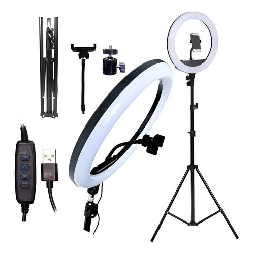 Iluminador Ring Ligth Anel Luz 30cm Fotos Com Tripé 2.1 M 110v/220v (bivolt) Preto 3 Opções