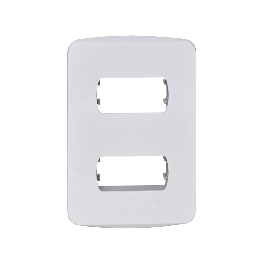 Placa Steck Miluz Schneider 4x2 - 2 Módulos Horizontais Separado Com Suporte Branco