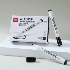 Kit 3 Marcadores Quadro Branco Deli Ponta Chanfrada 2-5mm Apagável