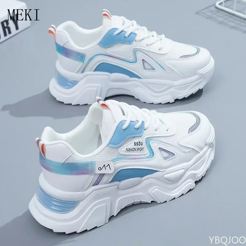 Tênis Plataforma Femininos 2026, Sapatos Baixos Verdes Casuais para Mulheres, Tênis Chunky Femininos H642