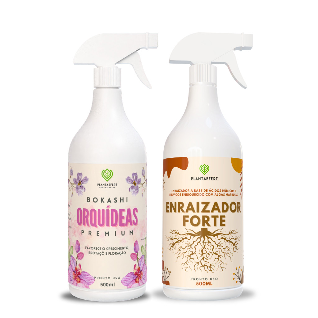 Adubo Organico E Enraizador Para Plantas Kit 500Ml+500Ml Alto Desempenho Para Vasos Jardim E Hortas