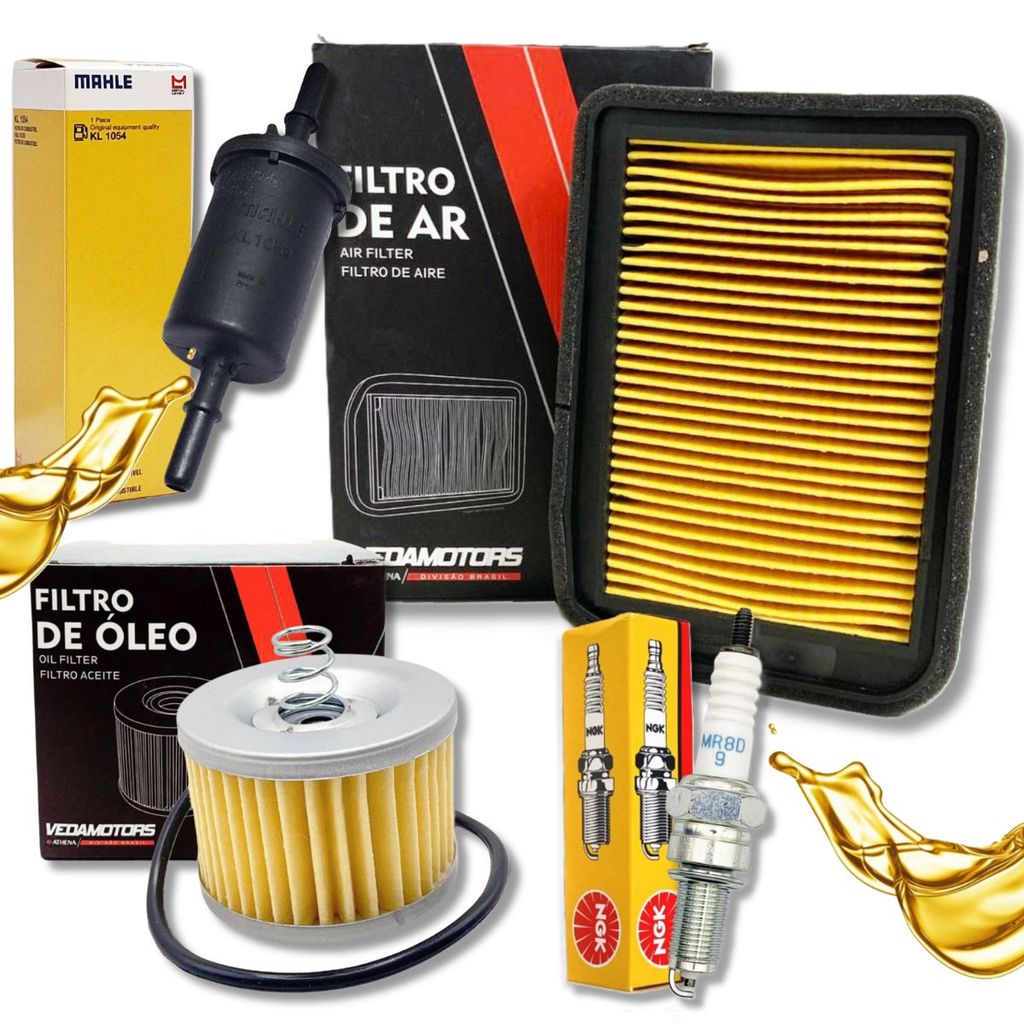 Kit de Filtros + Vela Ngk Fazer 150 / Factor 150 / Factor 125 / Crosser 150