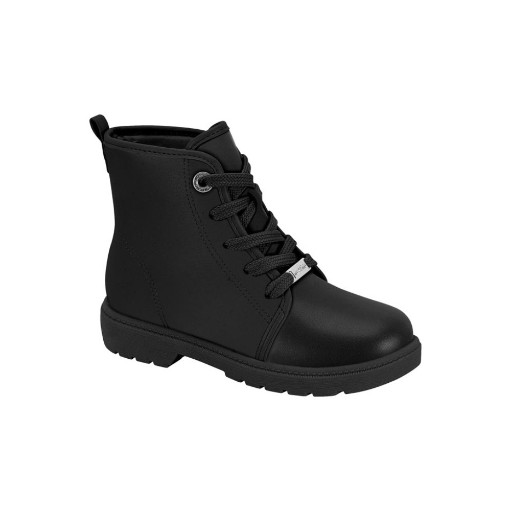 Bota Molekinha Coturno Infantil Casual Tratorada Preto