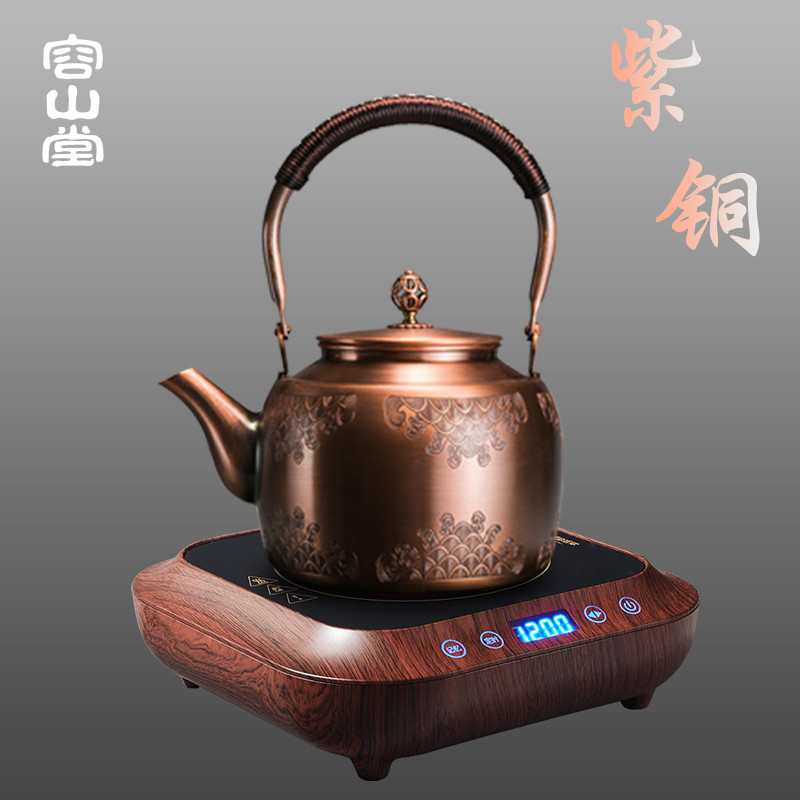 Ro Rongshantang chaleira de cobre artesanal novo estilo bule de cobre antigo grande bule de cerâmica elétrica fogão de c